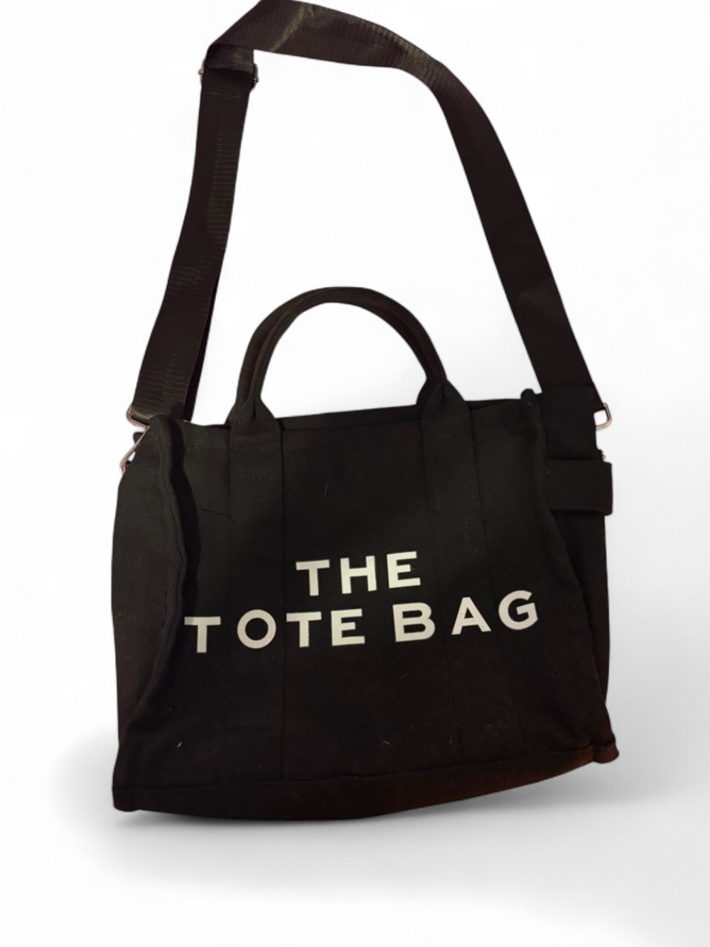 THE TOTE BAG Black Canvas Crossbody Tote